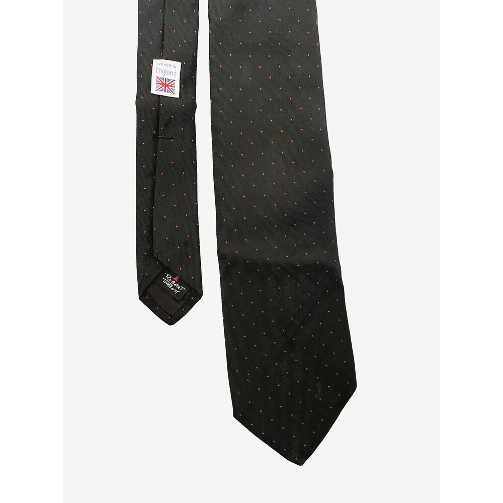 Mens Necktie Hand Sewn By Robert Talbot For Leon Sugars Black Red Polka Dots